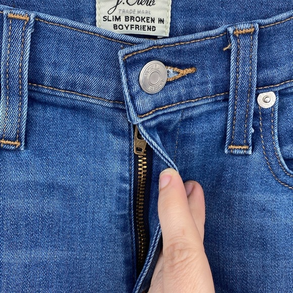 J. Crew Slim Broken in Boyfriend Jeans Womens 24 Floral Skinny Embroidered Daisy - Picture 3 of 14
